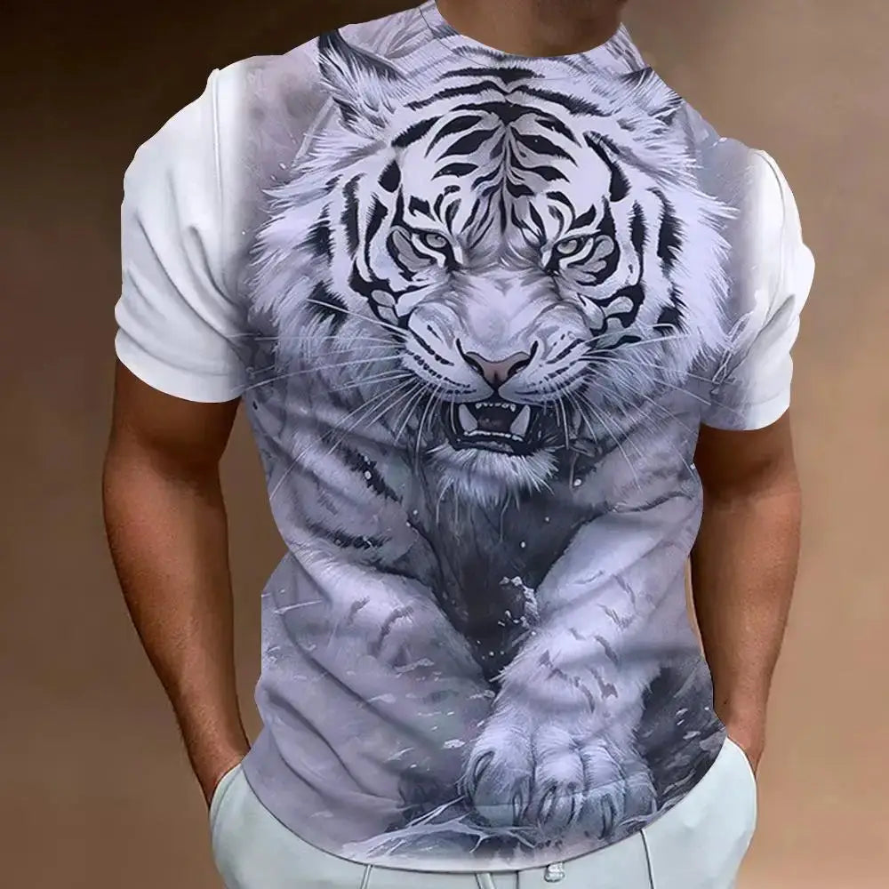 New Tiger Men's T-shirt 3D Printing Animal Pattern Short Sleeve Men's Apparel Summer Fashion T-shirt Fashion Round Neck Top by All Mart Bristol Ltd