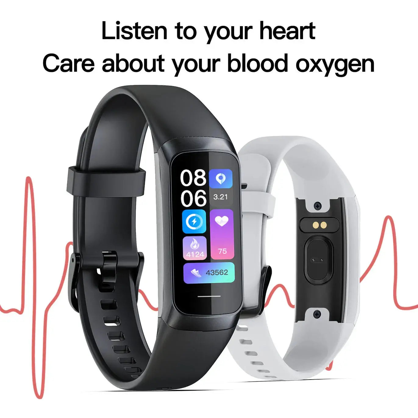 XIAOMI Amoled Smart Watch Smartwatch Band Women Heart Rate Blood Wartch Waterproof Connected Smart Bracelet Sport Tracker by All Mart Bristol Ltd