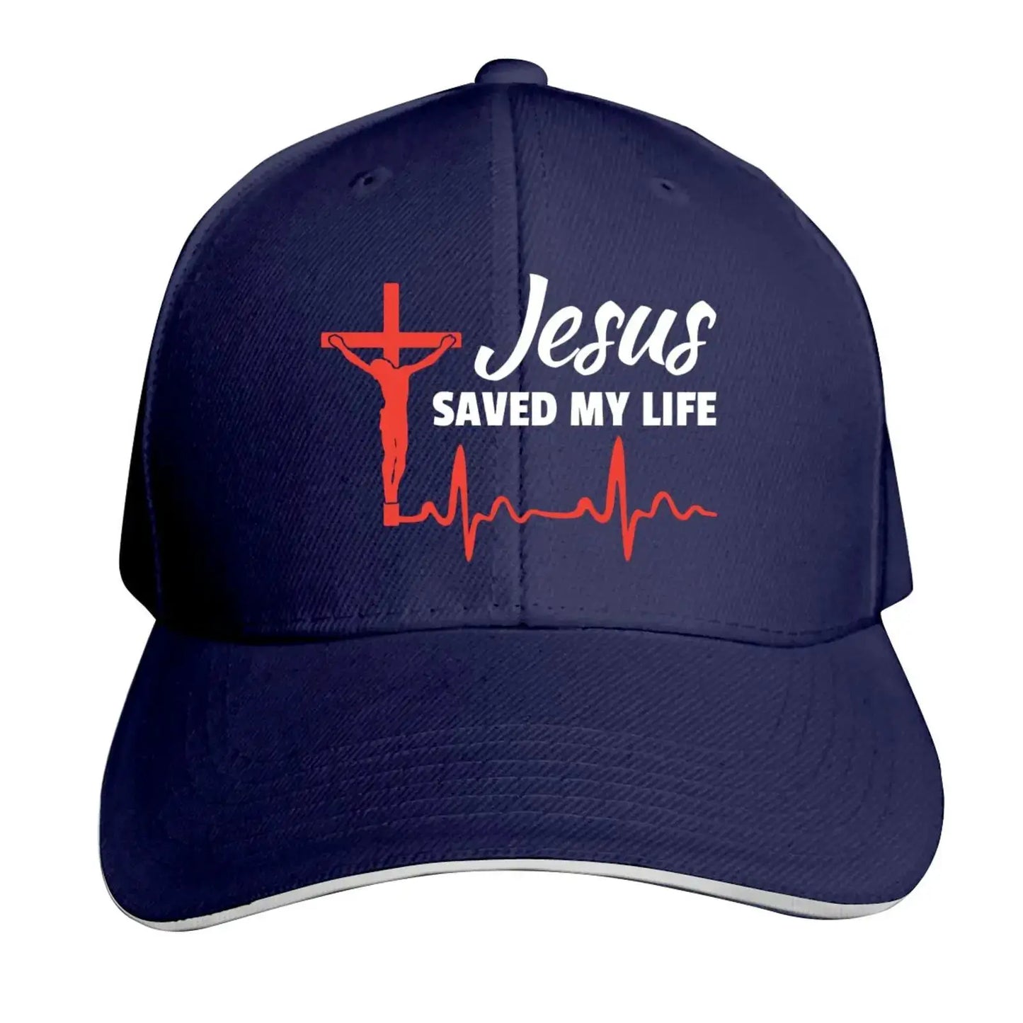 Jesus Saved My Life Hat Christian Baseball Cap Washed Cotton Denim Dad Hat for Men Women by All Mart Bristol Ltd