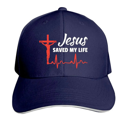 Jesus Saved My Life Hat Christian Baseball Cap Washed Cotton Denim Dad Hat for Men Women by All Mart Bristol Ltd