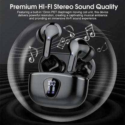 Wireless Earbuds BT5.3 Headphones HiFi Stereo EarBuds with ENC Noise Cancelling Mic 48H LED Display IP7 Waterproof Earphones by All Mart Bristol Ltd