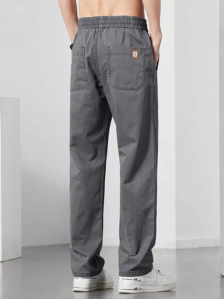 Straight Casual Cargo Pants Men Wide Leg Brown Long Cargo Business Work Trousers Drawstring Baggy Sweatpants Male by All Mart Bristol Ltd