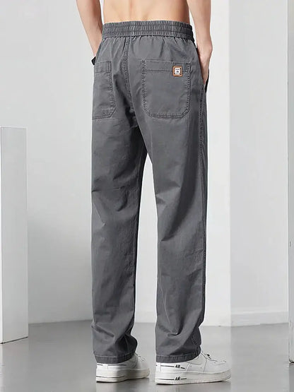Straight Casual Cargo Pants Men Wide Leg Brown Long Cargo Business Work Trousers Drawstring Baggy Sweatpants Male by All Mart Bristol Ltd