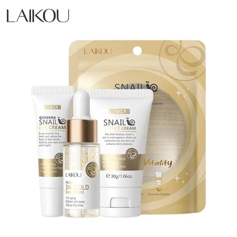 LAIKOU Vitamin C Skin Care Sets 3pcs Face Cream Serum Eye Cream Moisturizing Anti Wrinkles Facial Care Kit by All Mart Bristol Ltd