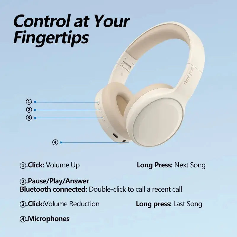 Lenovo TH30 Wireless Headphones Bluetooth 5.3 Earphones Foldable Gaming Headset Sport Headphone with Mic Music Earbuds 250mAh by All Mart Bristol Ltd