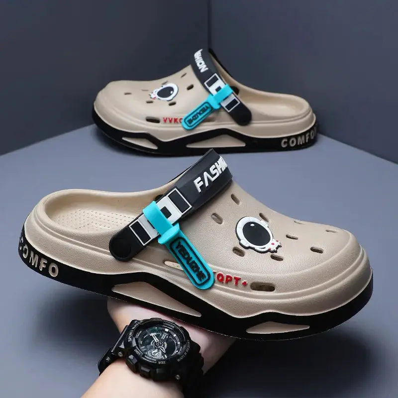 Mens Trendy Cave Shoes Summer Outer Wear Cartoon Fashion Home Home Couple Non-slip Cave Sandals Beach Baotou Slippers Mens by All Mart Bristol Ltd
