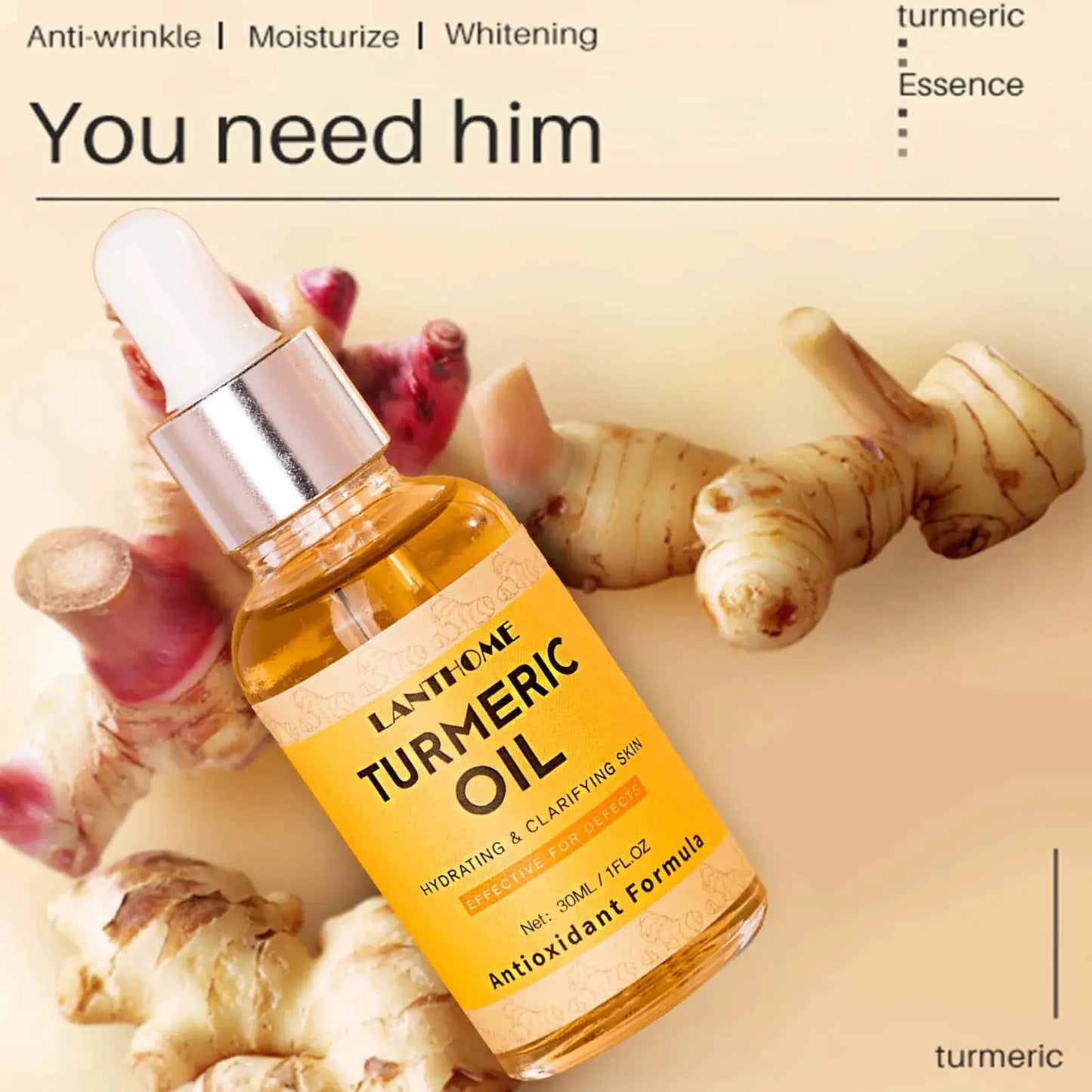 30ml Turmeric Oil Facial Turmeric Serums Deep Moisture Serums Turmeric Freckle Whitening Serum Nourish Smooth Face Skin Care by All Mart Bristol Ltd