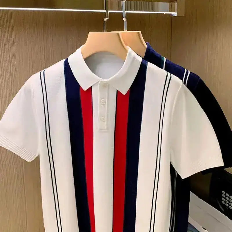High Quality Summer New Men's Knitting Short Sleeve T-Shirt Men Casual Button Fashion Top Fashion Polo Shirt by All Mart Bristol Ltd