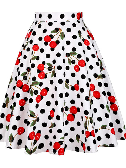 Women's Runway Cotton Retro Vintage Skirt Black Faldas High Waist A Line Rockabilly Jupe 50s Swing Umbrella Skirts Pin Up Skater by All Mart Bristol Ltd