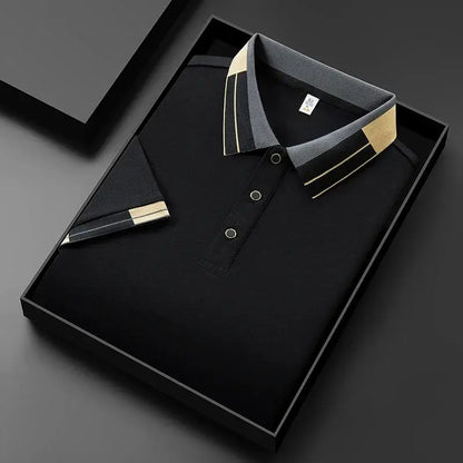 2025 New Men's Collar Polo Shirt Short Sleeved Sweat Absorbing Polo Tops ,Luxury Jacquard Breathable Contrast color T-shirt by All Mart Bristol Ltd