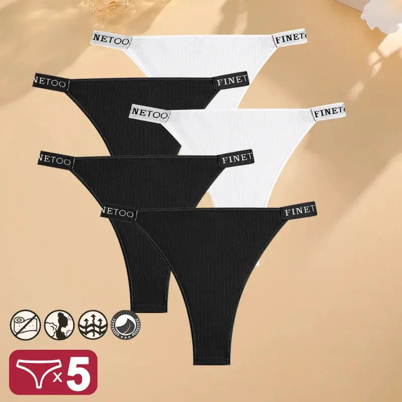 5PCS/Set Sexy Lingerie Women Cotton Panties Finetoo Letter Low Waist Female Briefs Underwear Comfort Underpants Women Intimates by All Mart Bristol Ltd