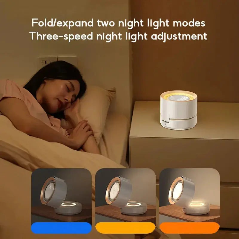 Eary Wall-mounted Fan Punch-free Foldable Fast Charging Desktop Fan With Night Light Magnetic Remote Control Air Conditioner Fan by All Mart Bristol Ltd