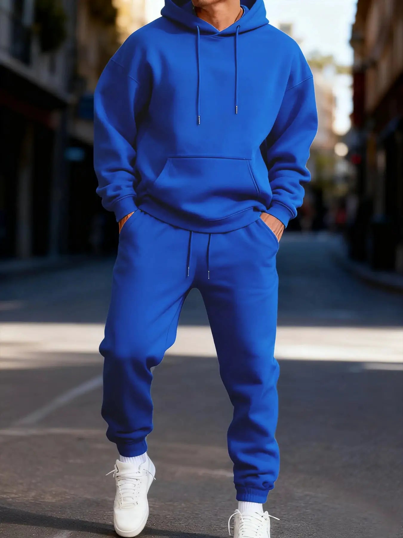 Man's Hoodie Set Winter Solid Color Two Pices Sets Long-Length Street Clothes Casual Sports Sweatpant Hoody Unisex Fashion Suit by All Mart Bristol Ltd