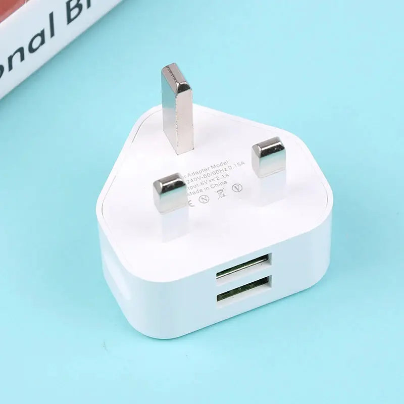 Universal UK Plug 3 Pin Wall Charger Adapter With 1/2 USB Ports Charging For Iphone 11 For Huawei Charging Charger by All Mart Bristol Ltd
