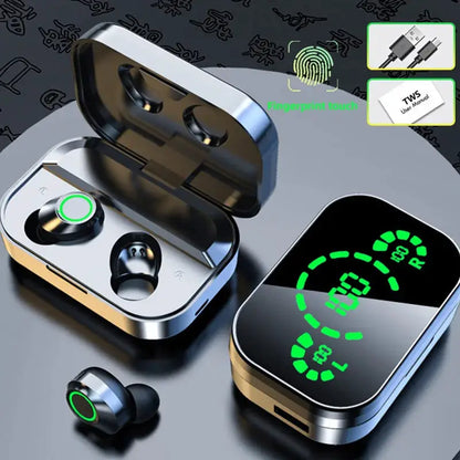 GREATWAL Bluetooth Wireless Headphones, LED Digital Display Mirror Panel Can Be Used As a Small mirror, HiFi Music Headphones by All Mart Bristol Ltd