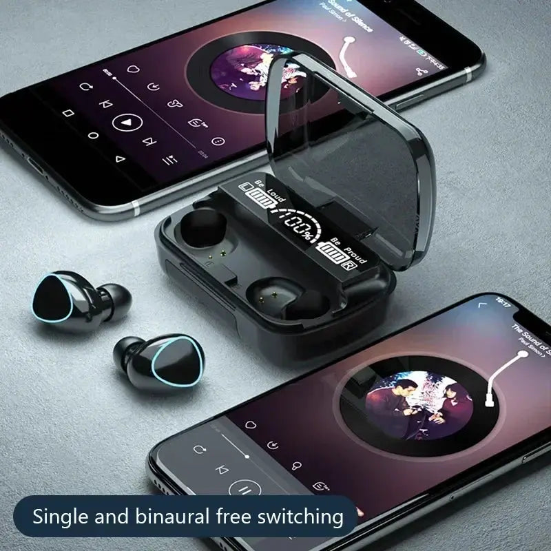 M10 Bluetooth Earphones Handfree LED Dispay Headphones Bluetooth HiFi Stereo Music Wireless Earbuds Waterproof Gaming Headset by All Mart Bristol Ltd