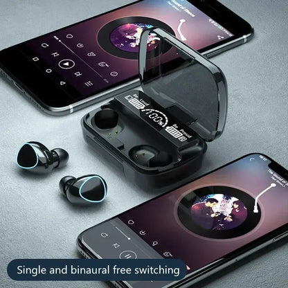 M10 Bluetooth Earphones Handfree LED Dispay Headphones Bluetooth HiFi Stereo Music Wireless Earbuds Waterproof Gaming Headset by All Mart Bristol Ltd