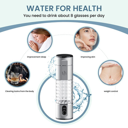 hydrogen water bottle 5000+ppb SPE/PEM hydroegn water flask rechargeable hydrogen water ionizer inhalation generator by All Mart Bristol Ltd