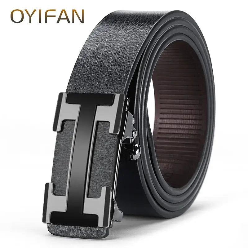OYIFAN Top Quality Men's Genuine Leather Belt Men Leather Belts Size 105-160cm Automatic Belt Leather Belt for Men by All Mart Bristol Ltd