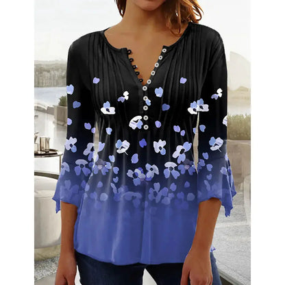 Women'S V-Neck Button-Down T-Shirt Street Trend Top Fashion V-Neck Clothing Printed Women'S T-Shirt Casual Everything T-Shirt by All Mart Bristol Ltd