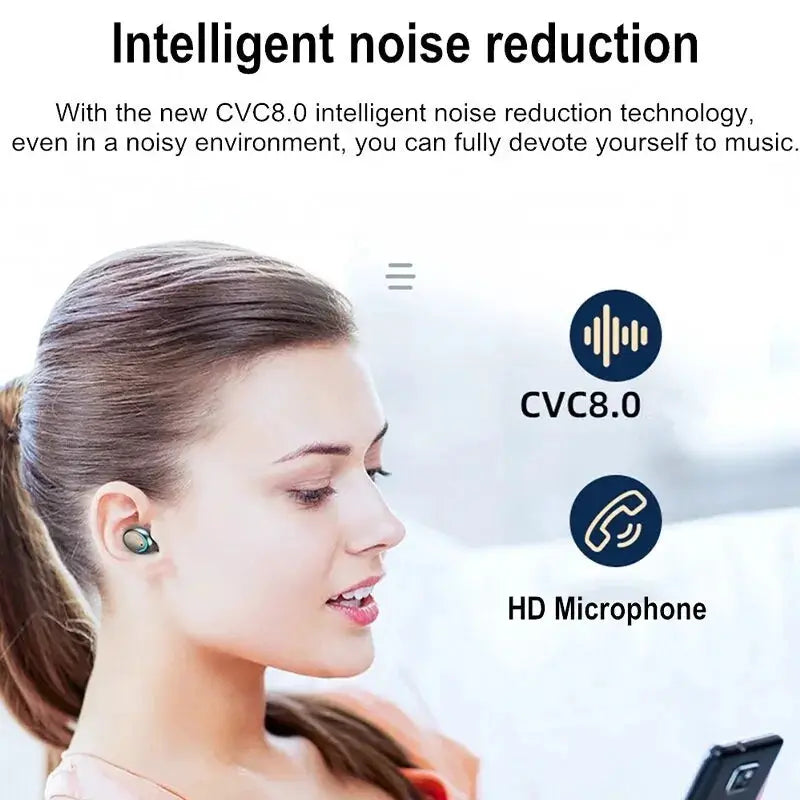 F9 Wireless Earphones Bluetooth TWS LED Dislpaly Binaural Headset Waterproof HD Calling CVC 8.0 Noise Reduction Headphones by All Mart Bristol Ltd