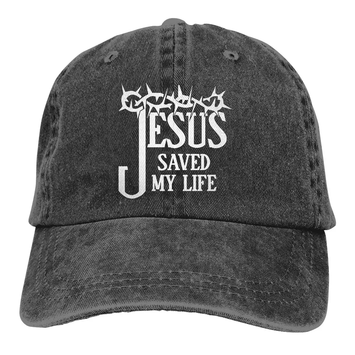 Jesus Saved My Life Hat Christian Baseball Cap Washed Cotton Denim Dad Hat for Men Women by All Mart Bristol Ltd