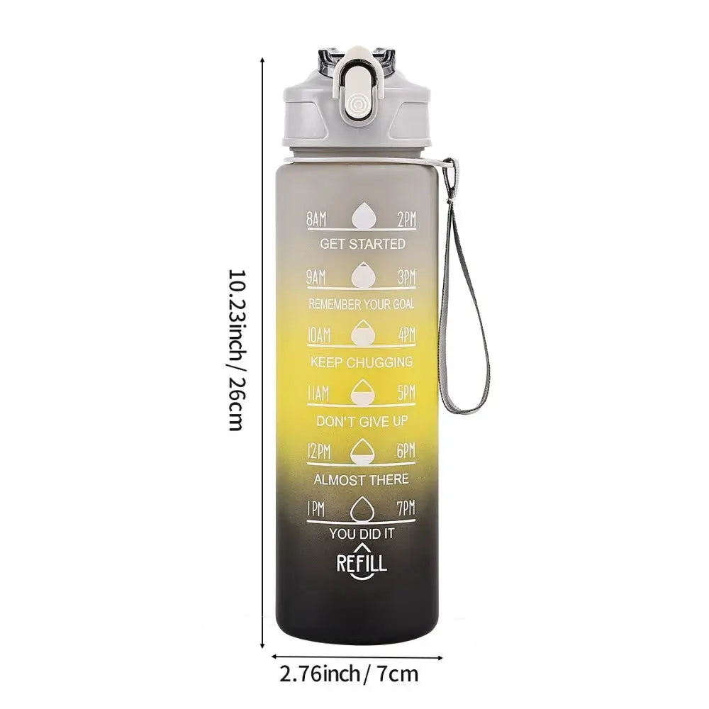 750ML Large Capacity Water Bottle Portable Plastic Clear Drink Bottle with Time Marker Motivational Sports Water Cup by All Mart Bristol Ltd