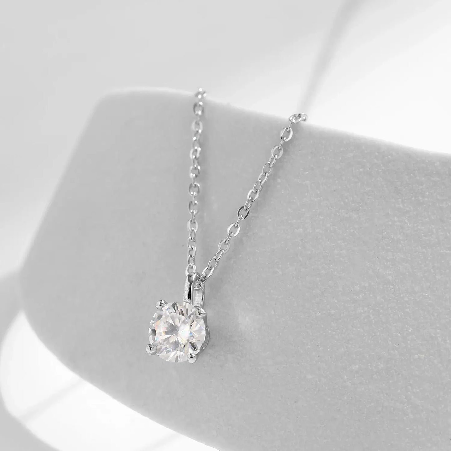 MODIAN 1CT Prong Setting Moissanite Necklace D color VVS1 Lab Diamond Pendant For Women 925 Sterling Silver Wedding Jewelry by All Mart Bristol Ltd