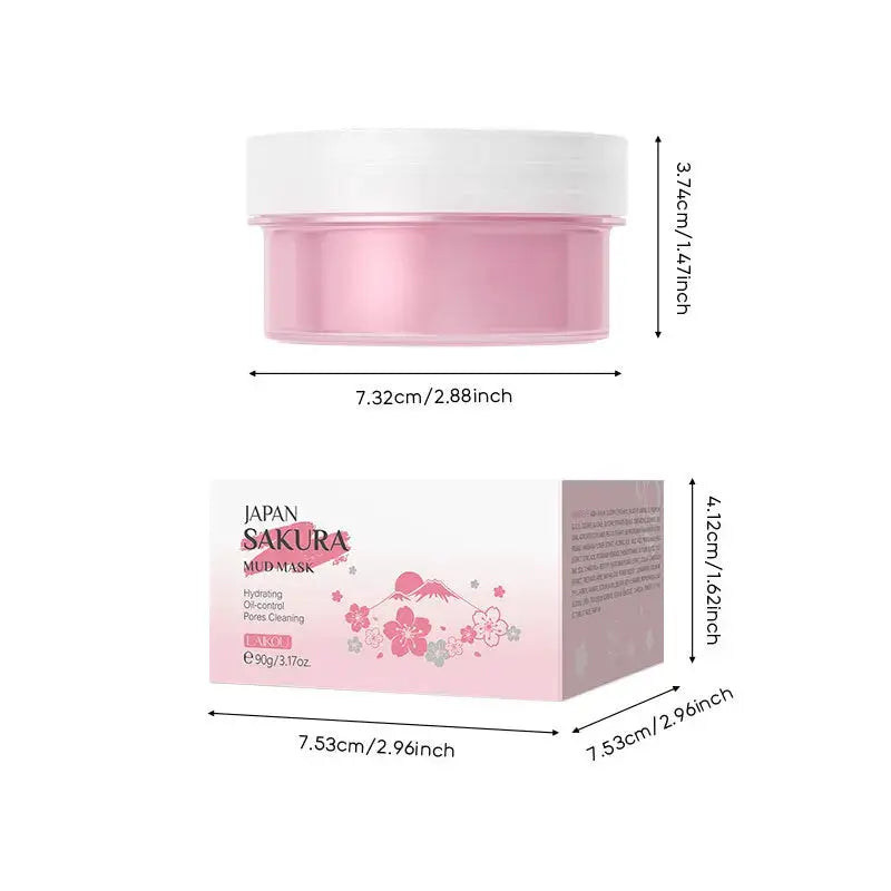 LAIKOU Japan Sakura Clay Mask Deep Cleansing Skin Mud Korean Face Mask Oil Control Shrink Pores Skin Care 80g by All Mart Bristol Ltd