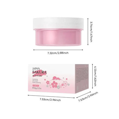 LAIKOU Japan Sakura Clay Mask Deep Cleansing Skin Mud Korean Face Mask Oil Control Shrink Pores Skin Care 80g by All Mart Bristol Ltd
