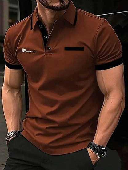 Men's Polo Shirt Golf Shirt Casual Sports Lapel Short Sleeve Fashion Basic Color Block Patchwork Summer Regular Fit Polo Shirt by All Mart Bristol Ltd