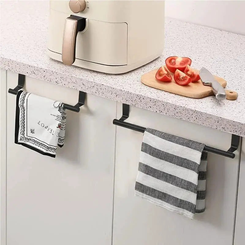 Towel Rod Steel Metal Wire Over Cabinet Towel Rack Storage Organizer Bathroom Door Hanging Towel Rack Punch-free Rag Hanger by All Mart Bristol Ltd