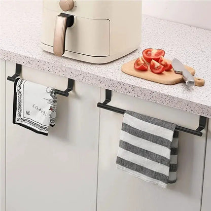 Towel Rod Steel Metal Wire Over Cabinet Towel Rack Storage Organizer Bathroom Door Hanging Towel Rack Punch-free Rag Hanger by All Mart Bristol Ltd