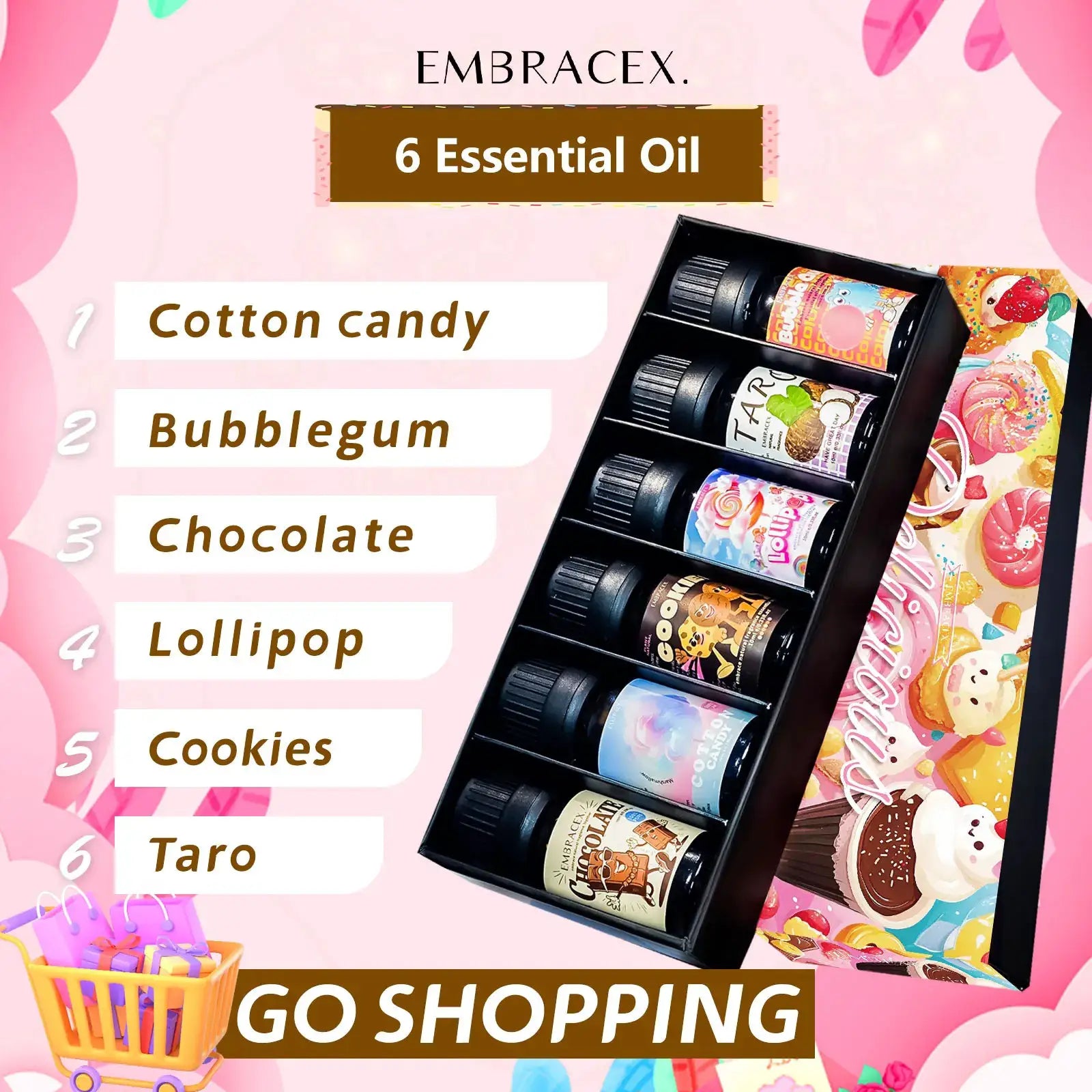 6PC/1PC 10ML Delicious Essential Oils Skincare Women Perfume Chocolate Cookies Lollipop Taro Cotton Candy Bubble Gum Sweet Gift by All Mart Bristol Ltd