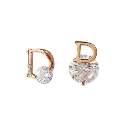 Korean Style Design sense Classic Asymmetric D Letter Gold Colour Earrings Women's Temperament Accessories Party Luxury Jewelry by All Mart Bristol Ltd
