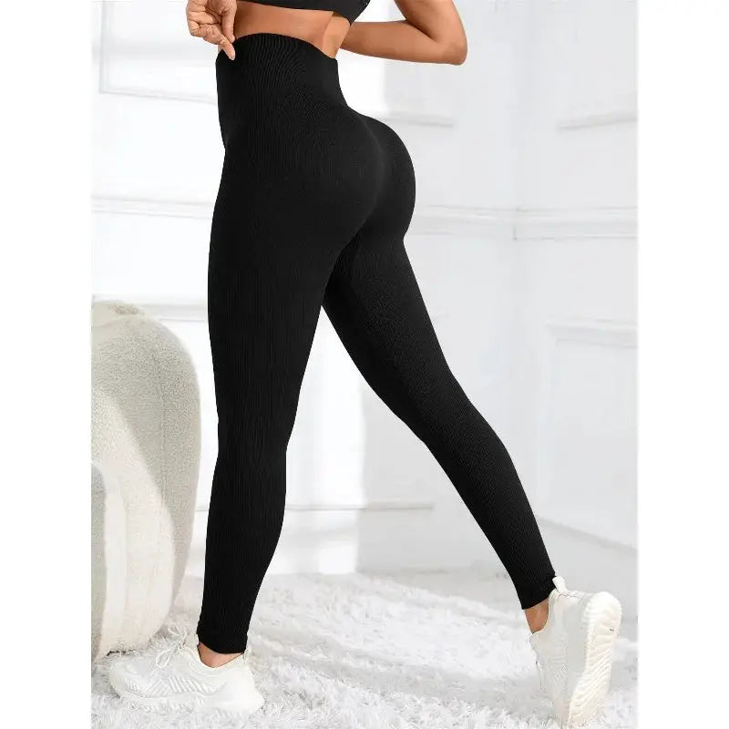 High Waisted Seamless Yoga Leggings Ribbed Sportswear Tights Fitness Apparel for Women Gym and Casual Wear for Fall & Winter by All Mart Bristol Ltd