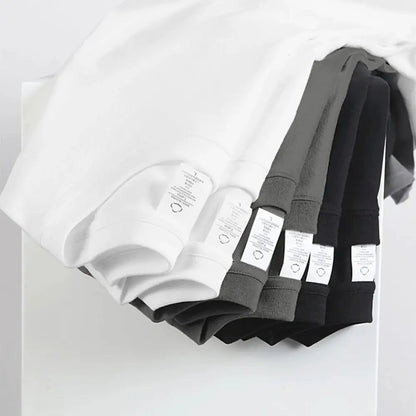 2PCS 100% Cotton Solid T Shirts Men's and Women's Short Sleeve White Tees Casual Breathable Loose Round Neck T-shirt Couple Tops by All Mart Bristol Ltd