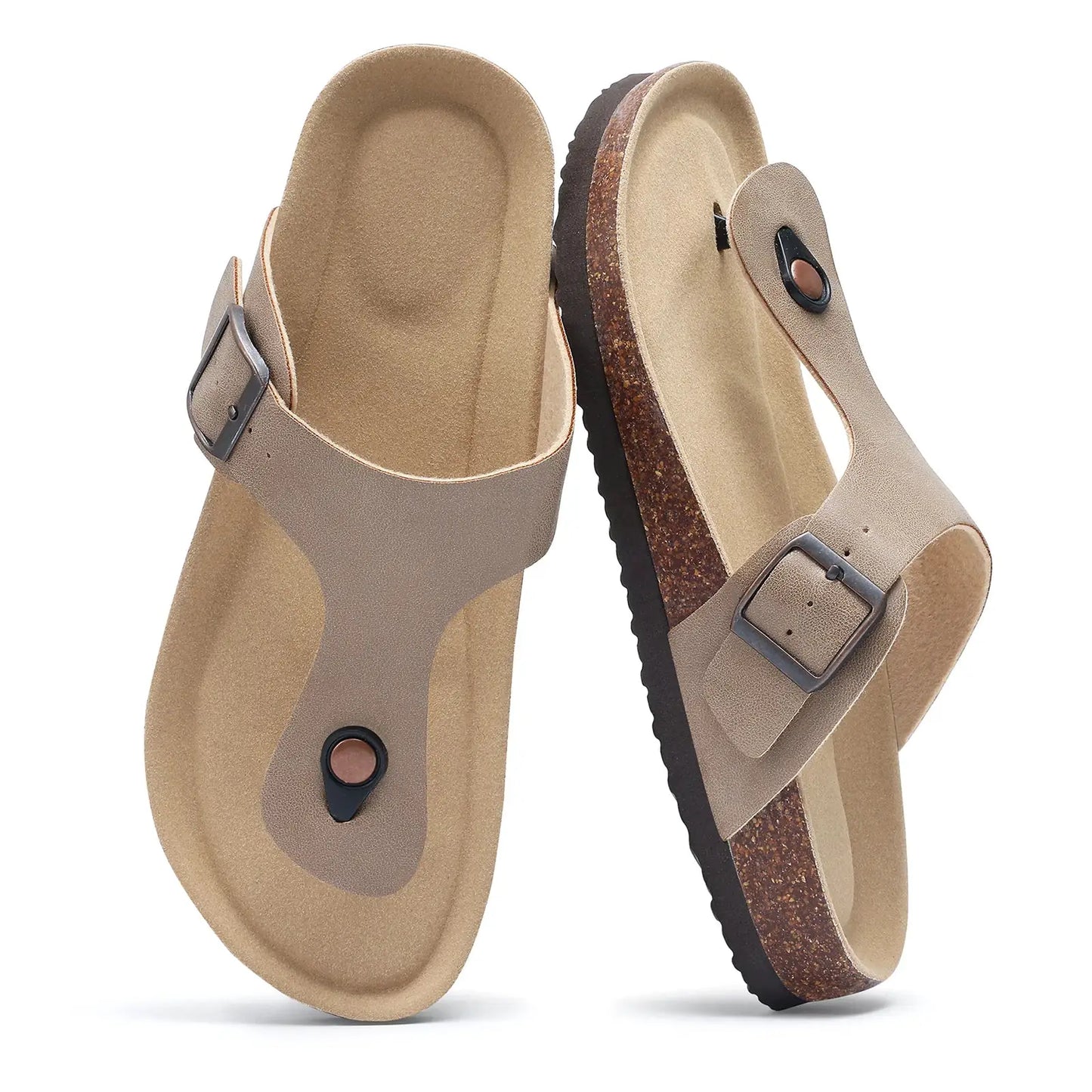 Smile Pop Men's Suede Shoes With Adjustable Back Strap Leather Mules With Cork Flip-Flop Slippers Insoles Slip-On Potato Shoes by All Mart Bristol Ltd