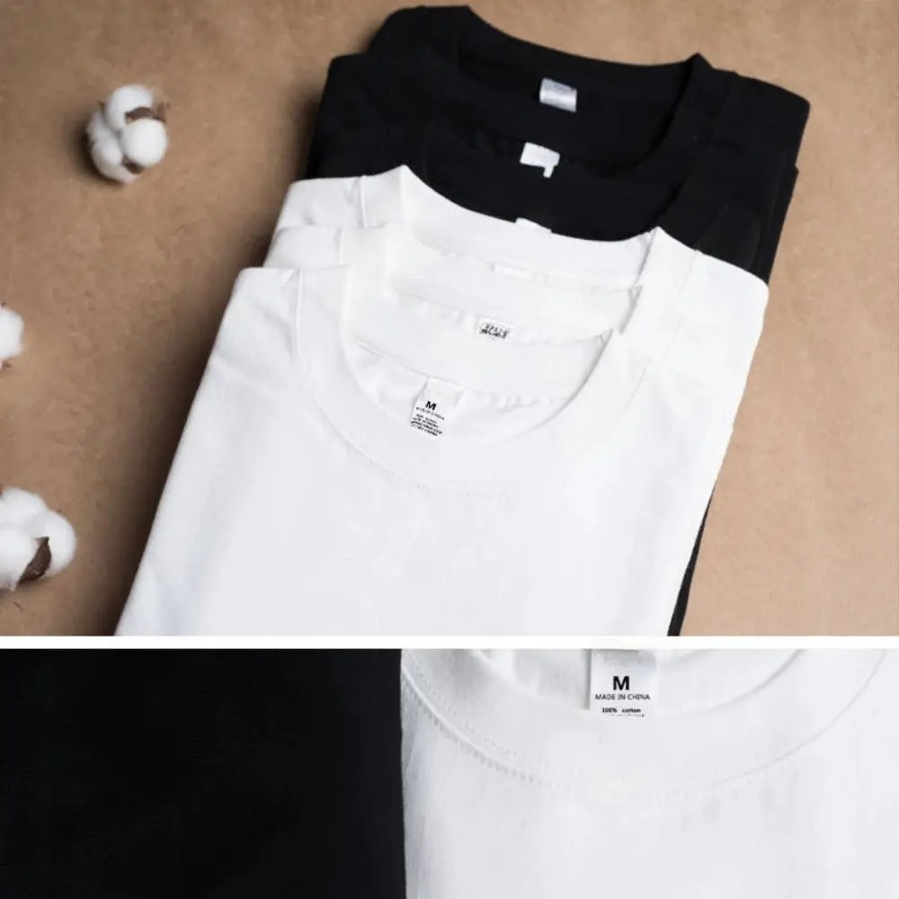 2PCS 100% Cotton Solid T Shirts Men's and Women's Short Sleeve White Tees Casual Breathable Loose Round Neck T-shirt Couple Tops by All Mart Bristol Ltd
