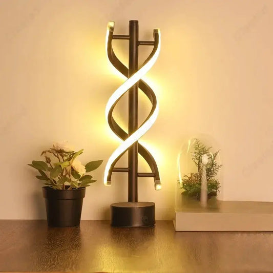 LED Minimalist Spiral Dimming Desktop Decorative Light with USB Charging Port Bar Atmosphere Light Indoor Home Lighting Fixture by All Mart Bristol Ltd