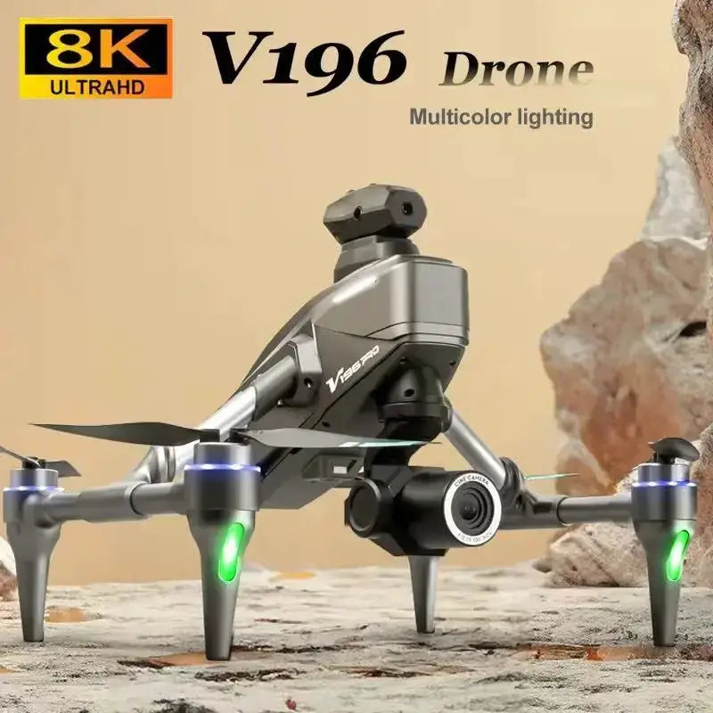 New V196 Drone Brushless 8k HD camera Aerial Drone Optical Flow Obstacle Avoidance Flyer Quadcopter RC Plane Toys by All Mart Bristol Ltd