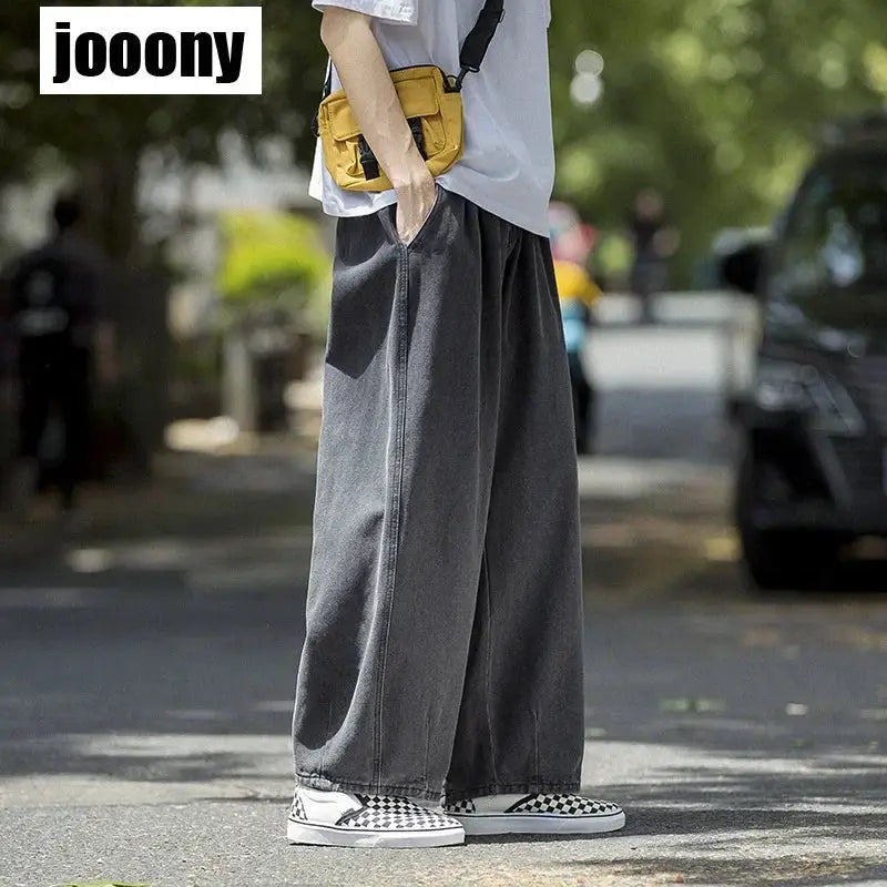 Men's Jeans Hip Hop Streetwear Skateboard Neutral Denim Trousers Men Jeans Wide Leg Denim Cargo Jean Pants Loose Straight Baggy by All Mart Bristol Ltd