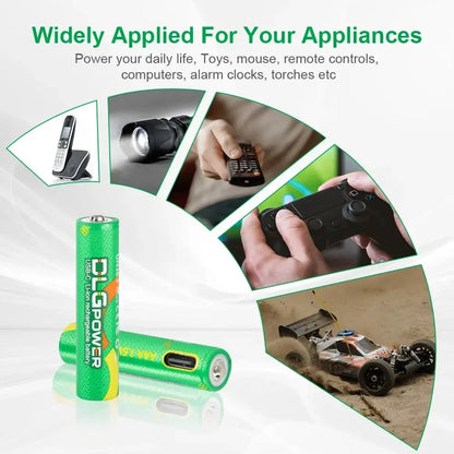 DLGpower USB Li-ion AAA 1.5V Rechargeable Battery aaa 1000mWh Lithium Batteries for Toys Remote Control Mouse Flashlight by All Mart Bristol Ltd