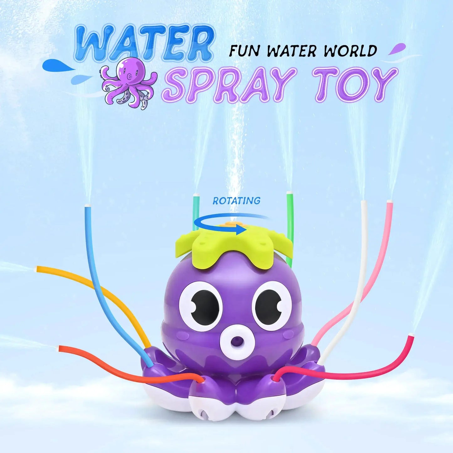 Sprinkler Rotating Spray Outdoor Games for Kids Garden Octopus Summer Water Toy Backyard Yard Cartoon Splash Baby Bath Toys Gift by All Mart Bristol Ltd