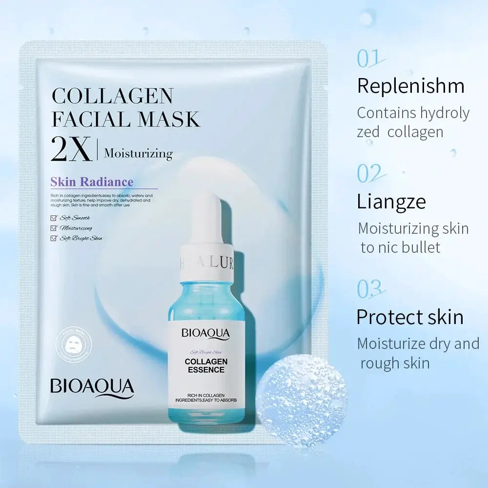10pcs Centella Collagen Face Mask Moisturizing Refreshing Sheet Masks Hyaluronic Acid Facial Anti-Wrinkle Anti-aging Mask by All Mart Bristol Ltd