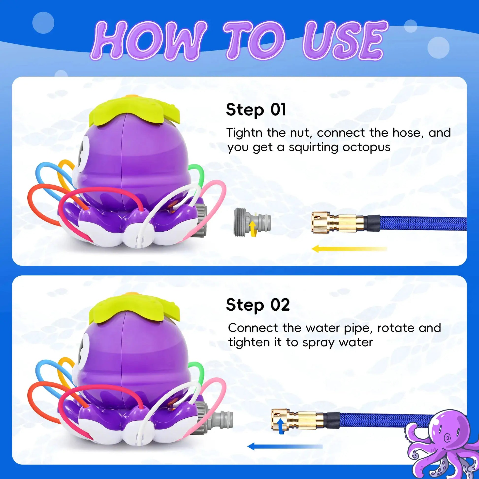 Space Rocket Octopus Sprinkler Water Toy Automatic Rotation Fun Spray Water Children's Water Playing Outdoor Toys by All Mart Bristol Ltd