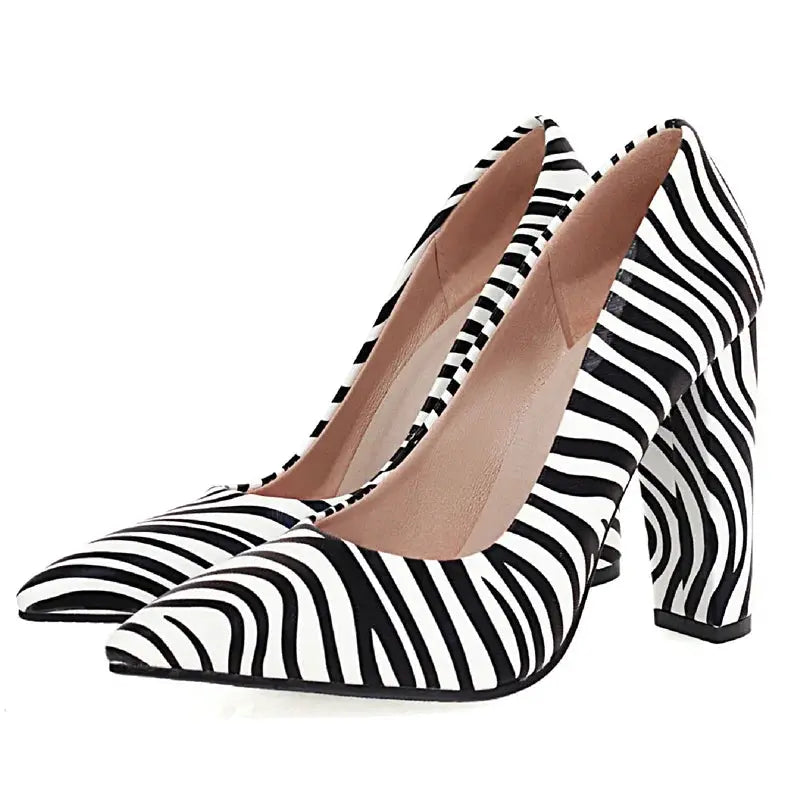 Fashion High Heels Shoes Women Large Size Sexy Animal Print Block Heels Pumps Women Party Office Shoes Dress Pumps Female by All Mart Bristol Ltd