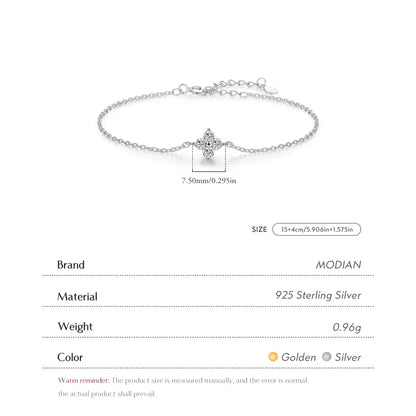 MODIAN 925 Sterling Silver Stackable Four Leaf Clover CZ Bracelet For White Gold Plated Link Chain Women Party Fine Jewelry by All Mart Bristol Ltd