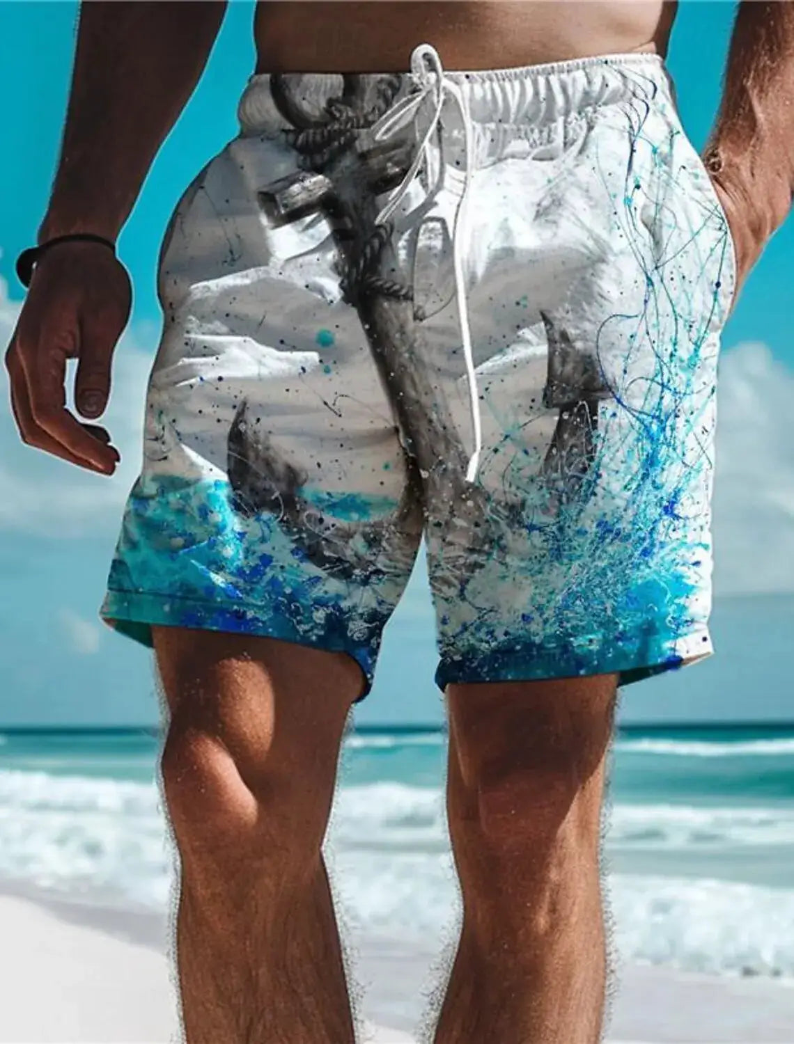 Men's Board Shorts Swim Shorts Swim Trunks Drawstring Elastic Quick Dry Short Beach Hawaiian Casual Black White Micro-elastic by All Mart Bristol Ltd