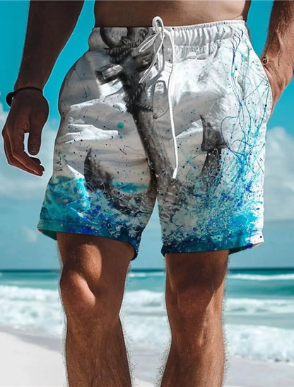 Men's Board Shorts Swim Shorts Swim Trunks Drawstring Elastic Quick Dry Short Beach Hawaiian Casual Black White Micro-elastic by All Mart Bristol Ltd